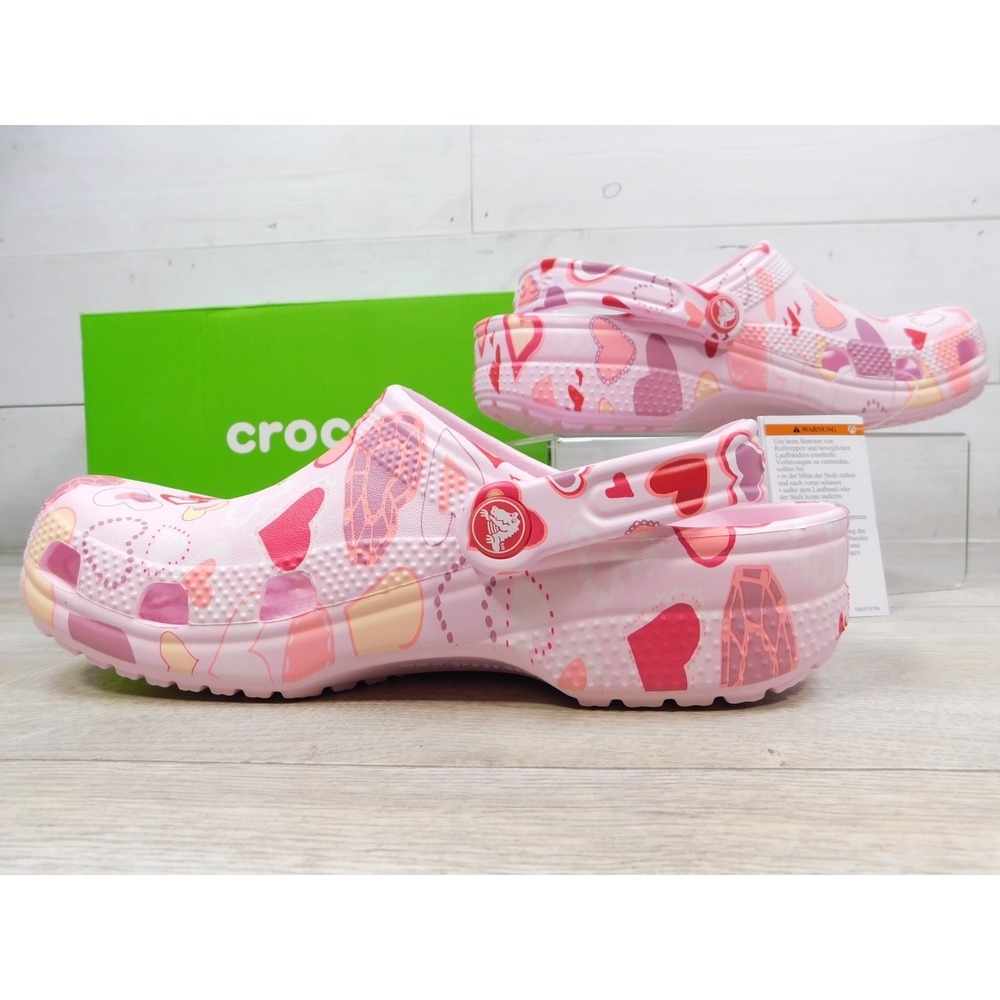 Crocs Classic Clog VDay Valentine Hearts Pink Milk Kids Size J6 Womens 8 NWT - Picture 4 of 9